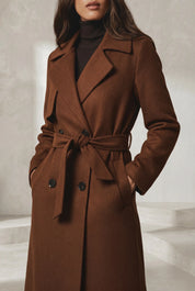 Manteau long marron ceinturé | Lounelle Paris