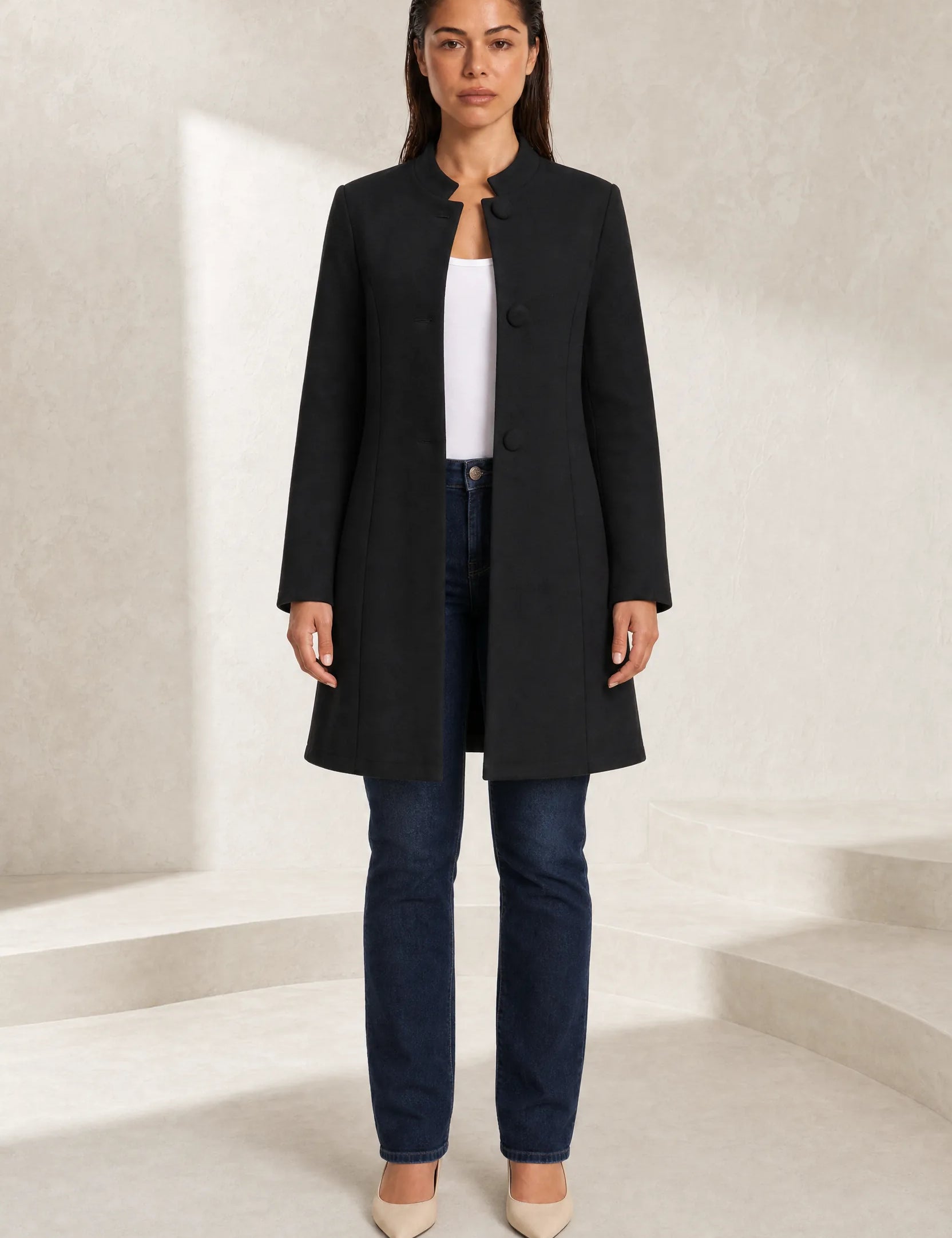 Manteau mi-long à col montant | Lounelle Paris