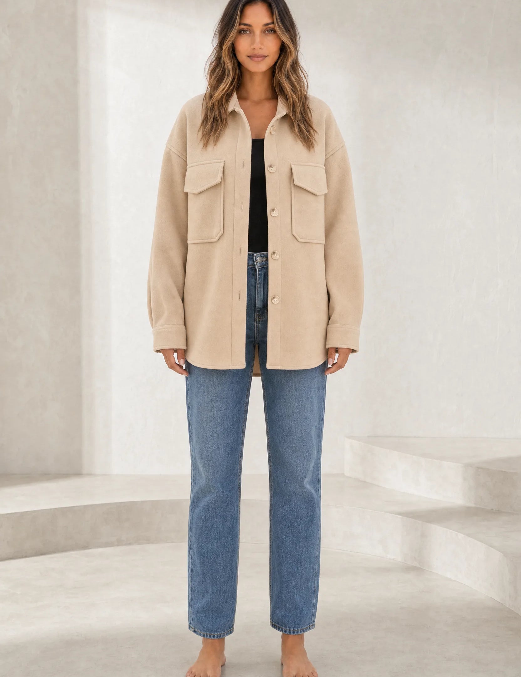 Manteau mi-long ample à revers | Lounelle Paris