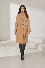 Manteau mi-long ceinturé col tailleur | Lounelle Paris