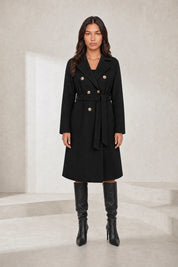 Manteau mi-long ceinturé col tailleur | Lounelle Paris