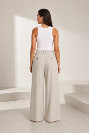 Pantalon beige large plissé | Lounelle Paris