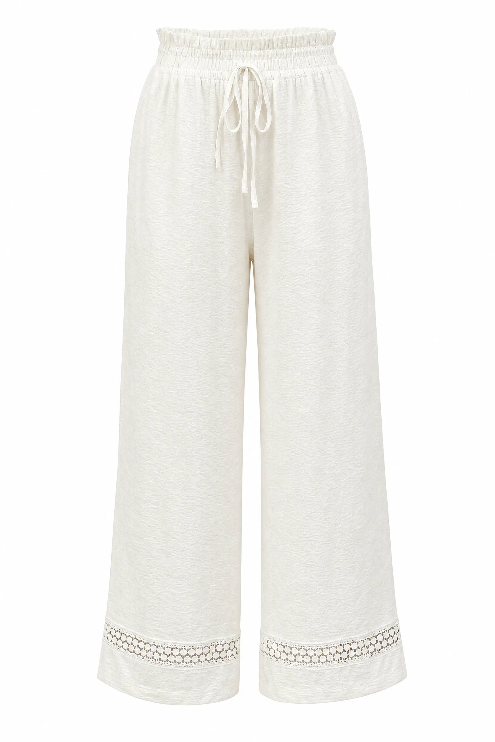 Pantalon blanc taille haute dentelle | Lounelle Paris