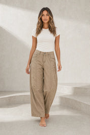 Pantalon cargo ample taille mi-haute | Lounelle Paris