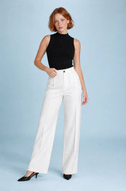 Pantalon de tailleur fluide taille haute | Vue de face | Lounelle Paris