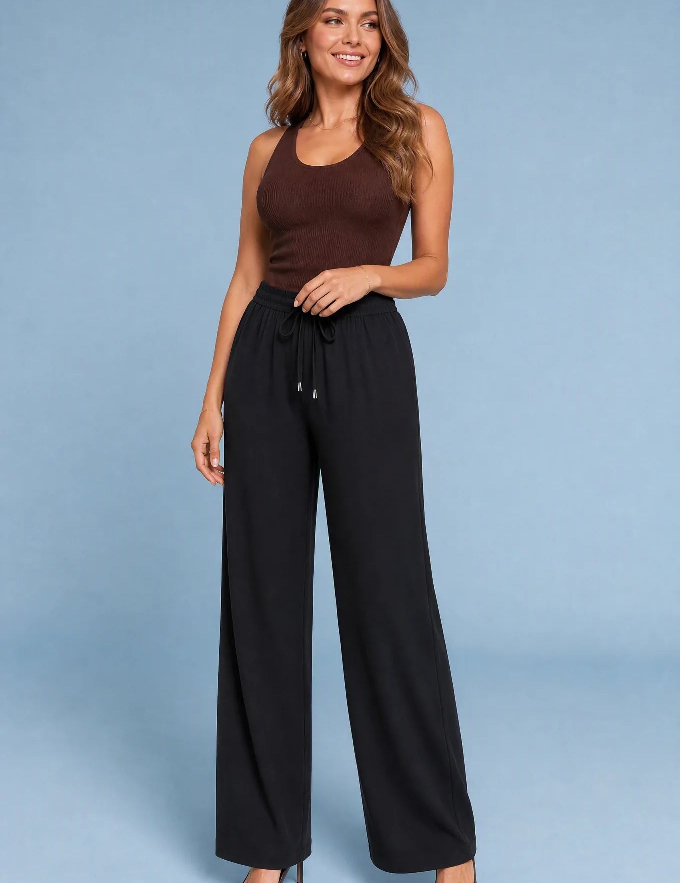 Pantalon droit coupe ample | Variante Noir | Lounelle Paris