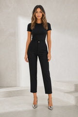Pantalon droit taille haute 7/8