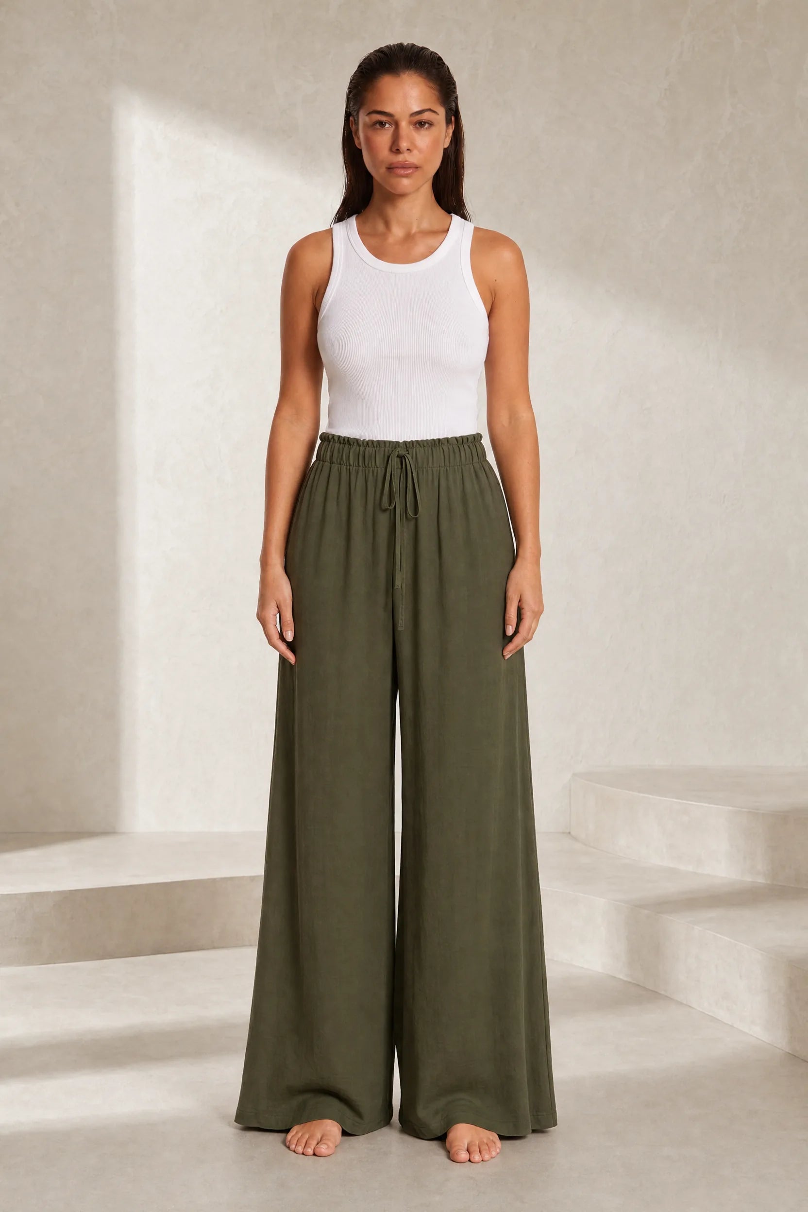 Pantalon fluide large taille cordon | Lounelle Paris
