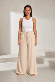 Pantalon fluide large taille cordon | Lounelle Paris