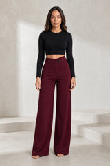 Pantalon fluide taille haute ceinture croisée