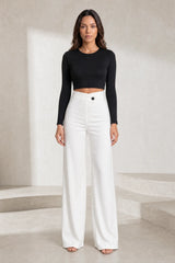 Pantalon fluide taille haute ceinture croisée