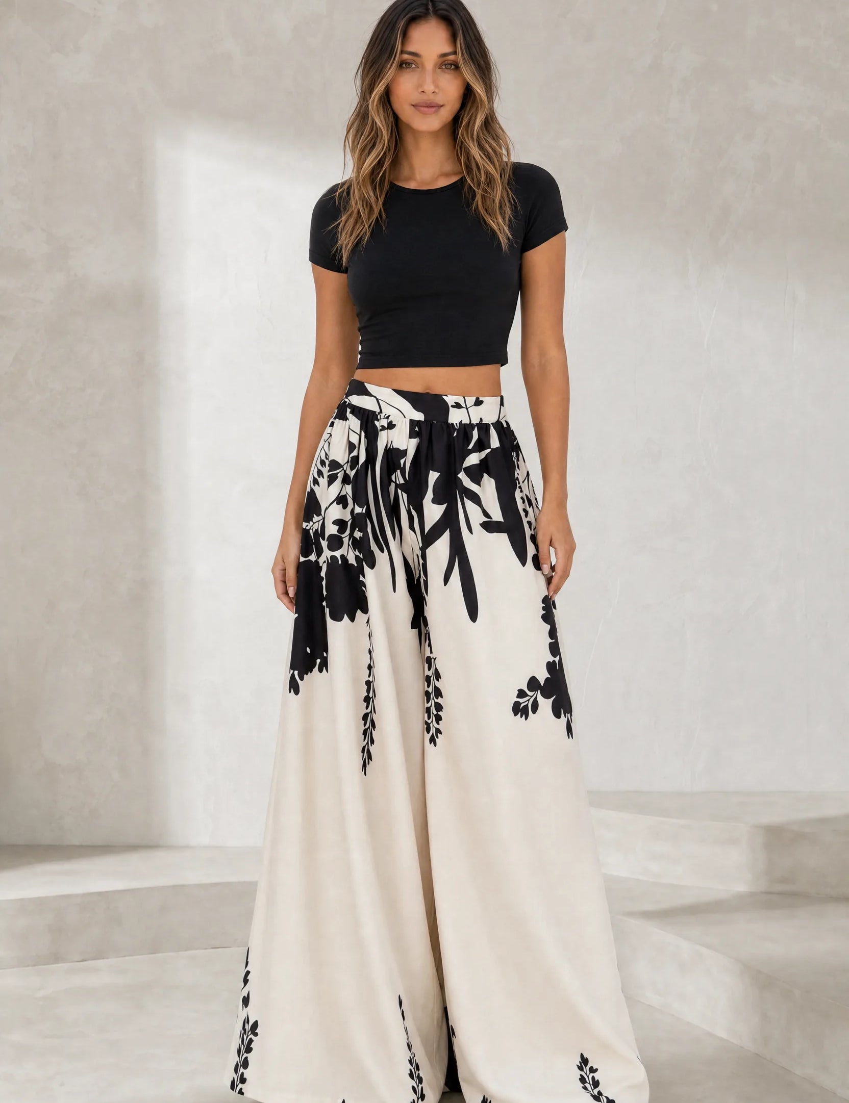Pantalon large à imprimé floral | Lounelle Paris