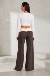 Pantalon large marron taille basse | Lounelle Paris