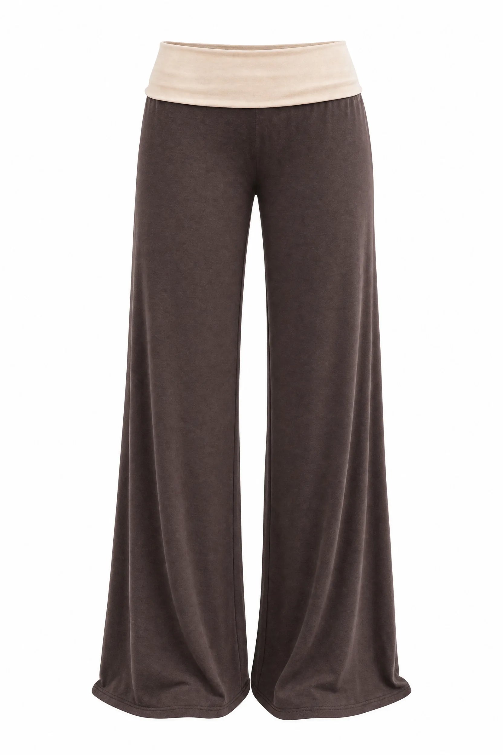 Pantalon large marron taille basse | Lounelle Paris