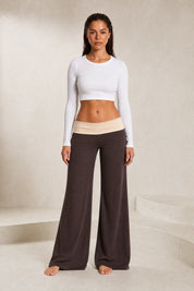 Pantalon large marron taille basse | Lounelle Paris