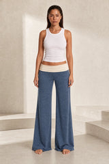 Pantalon large marron taille basse