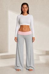 Pantalon large marron taille basse