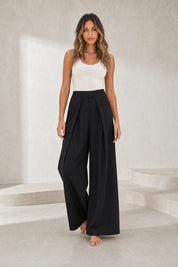 Pantalon large noir plis devant | Lounelle Paris