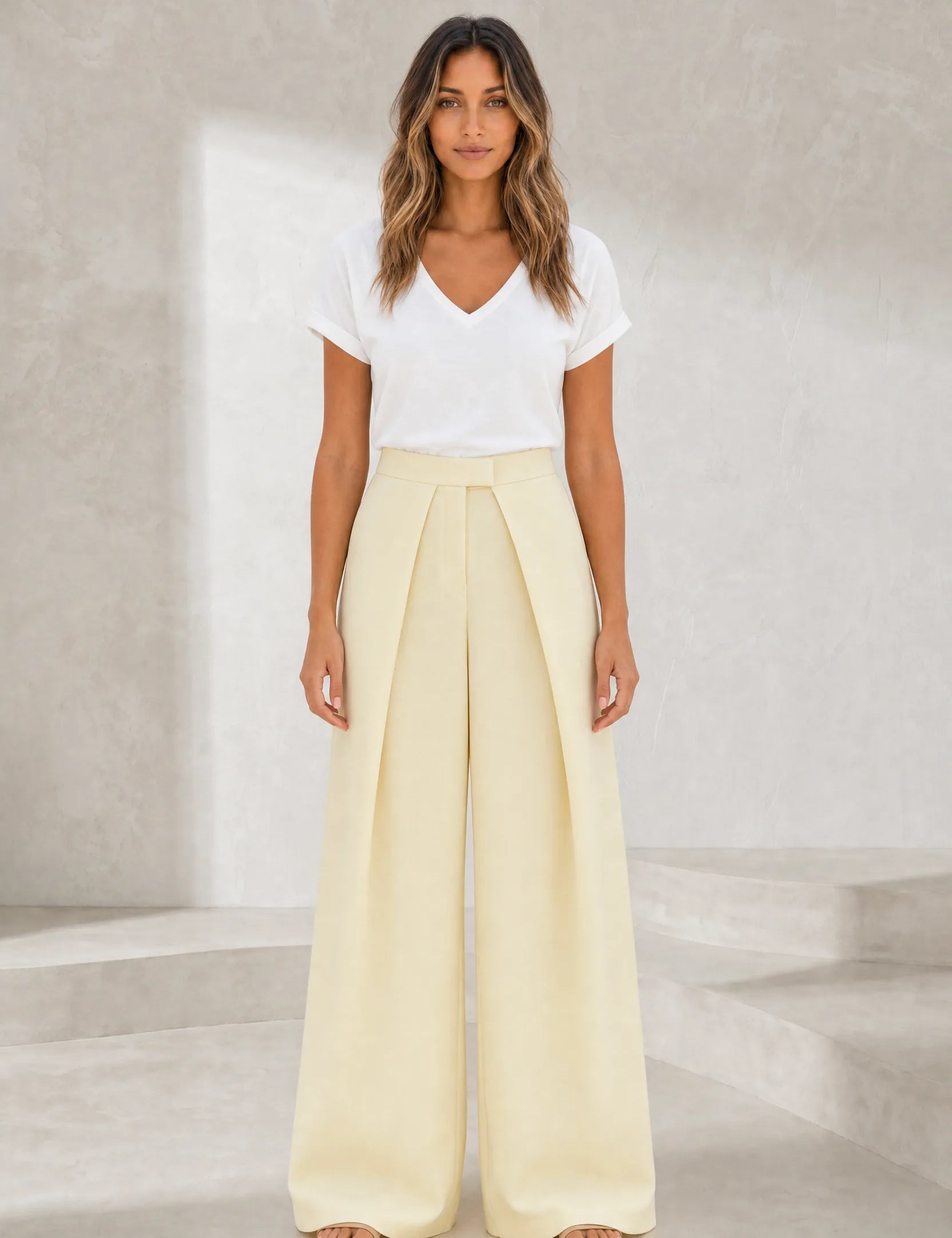 Pantalon large noir plis devant | Lounelle Paris