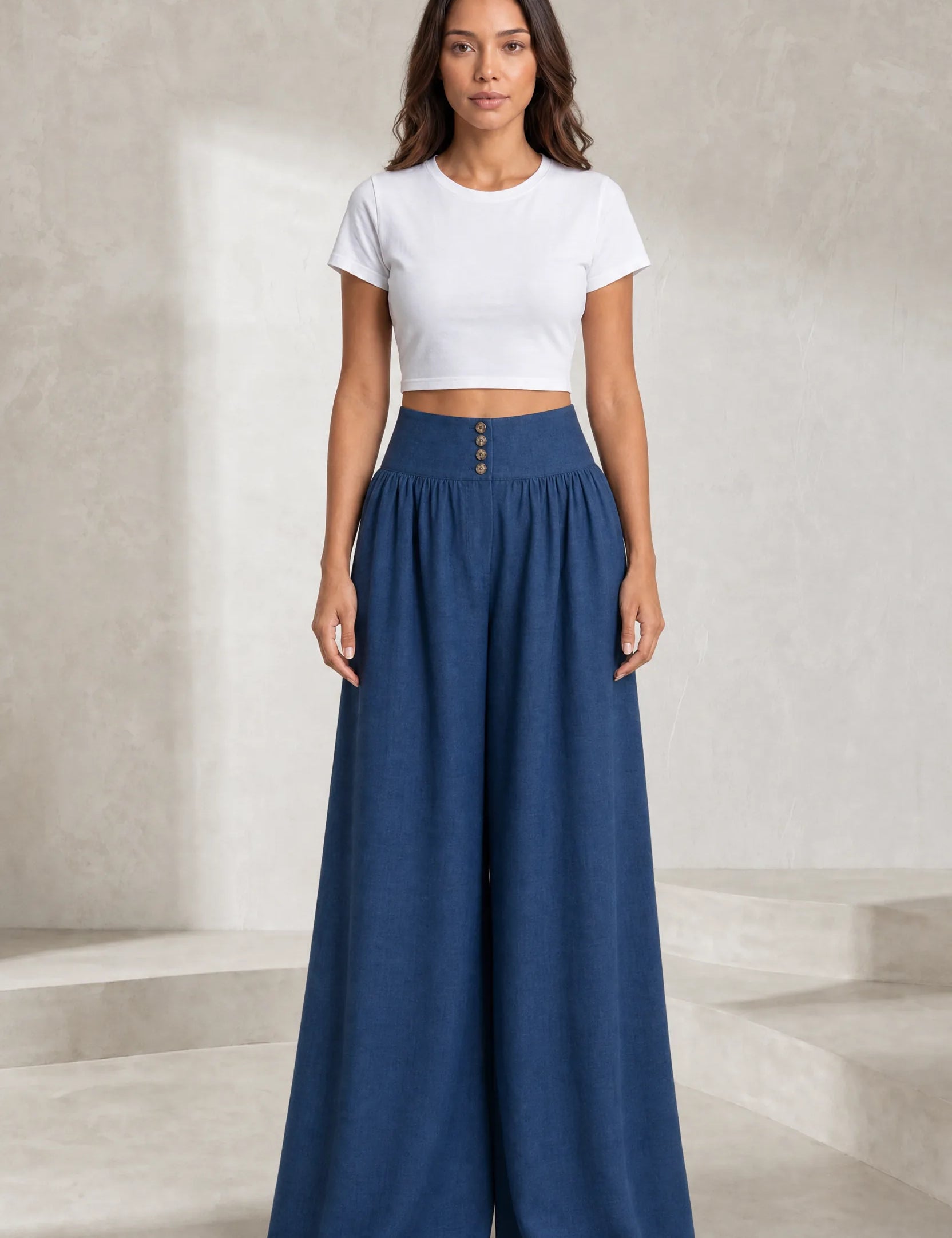 Pantalon large plissé taille haute | Lounelle Paris