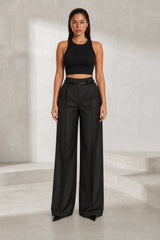 Pantalon large taille haute