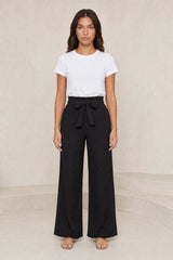Pantalon large taille haute à nouer