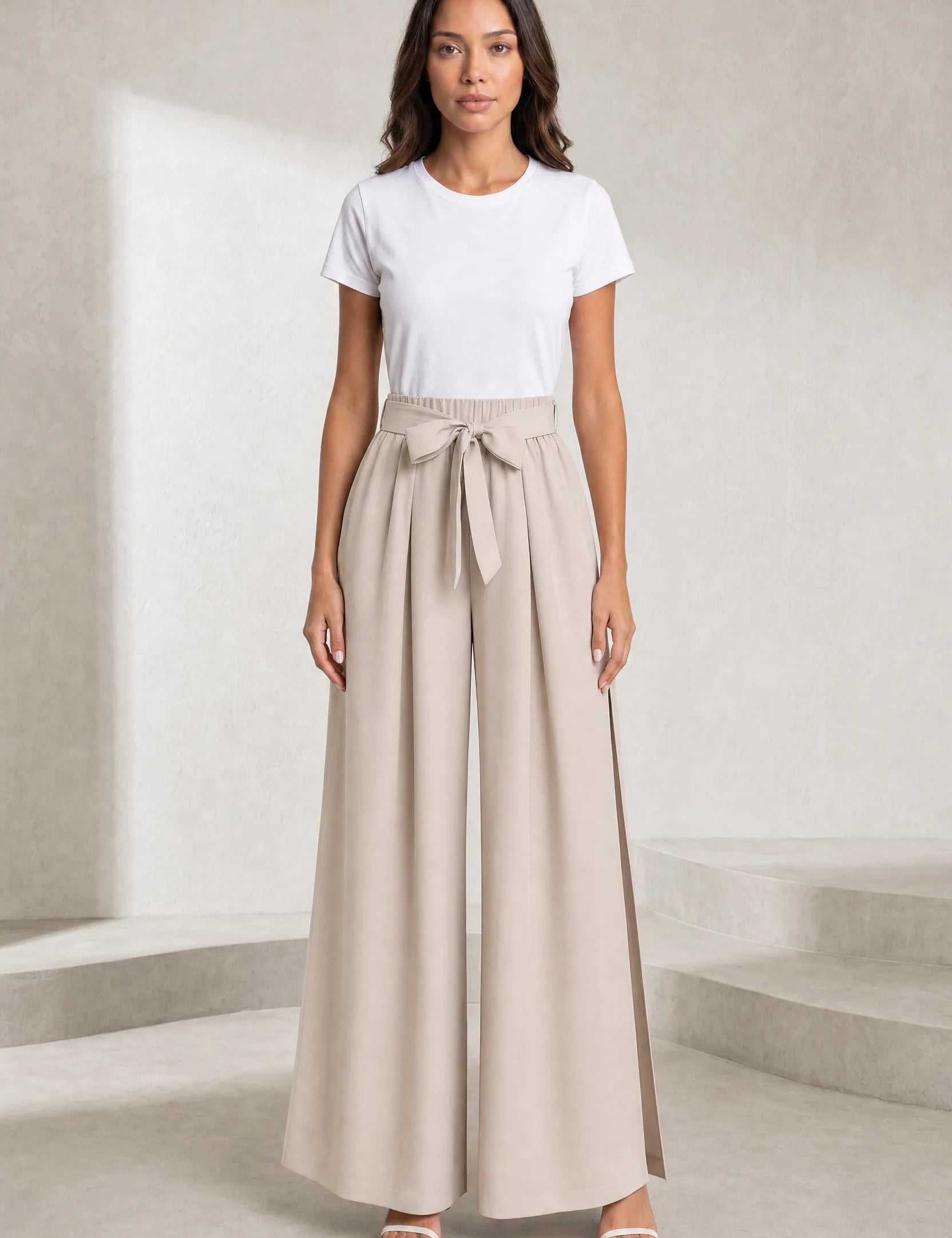 Pantalon large taille haute fendu | Lounelle Paris