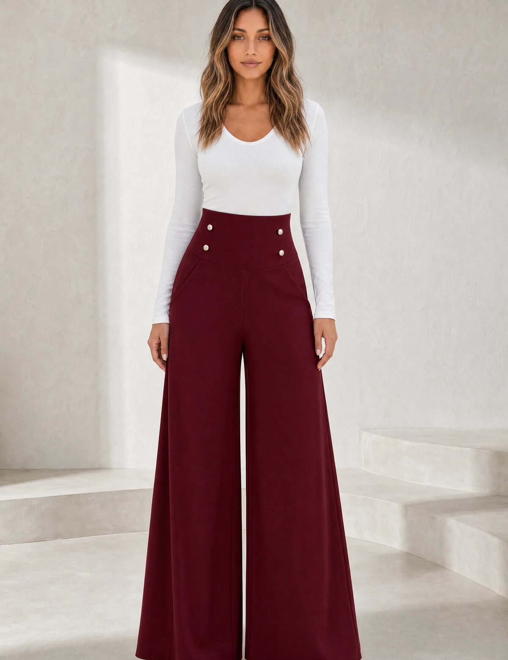 Pantalon large taille haute fluide | Lounelle Paris