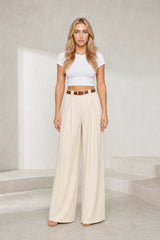 Pantalon large taille haute fluide