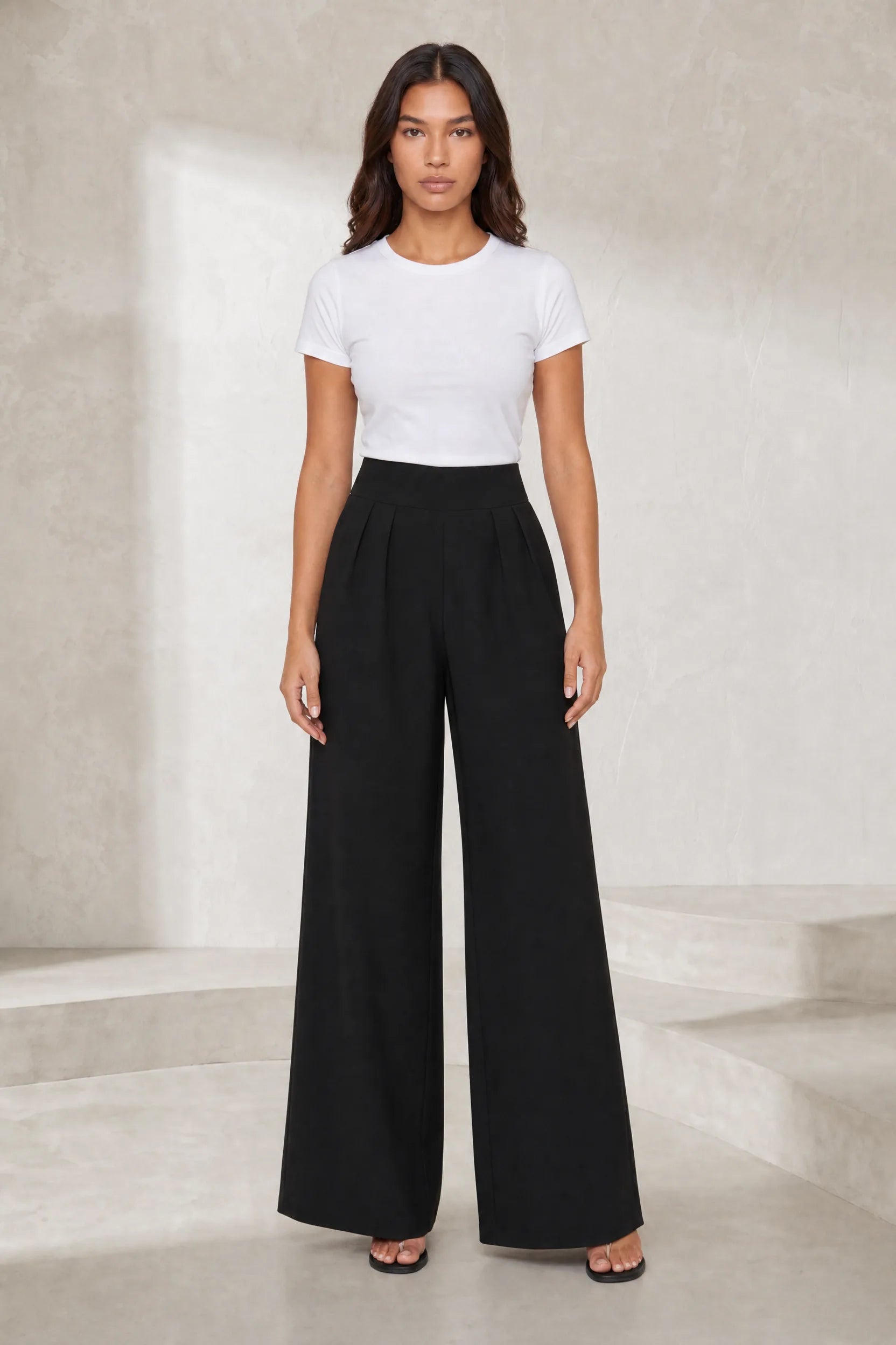 Pantalon large taille haute plissé | Lounelle Paris