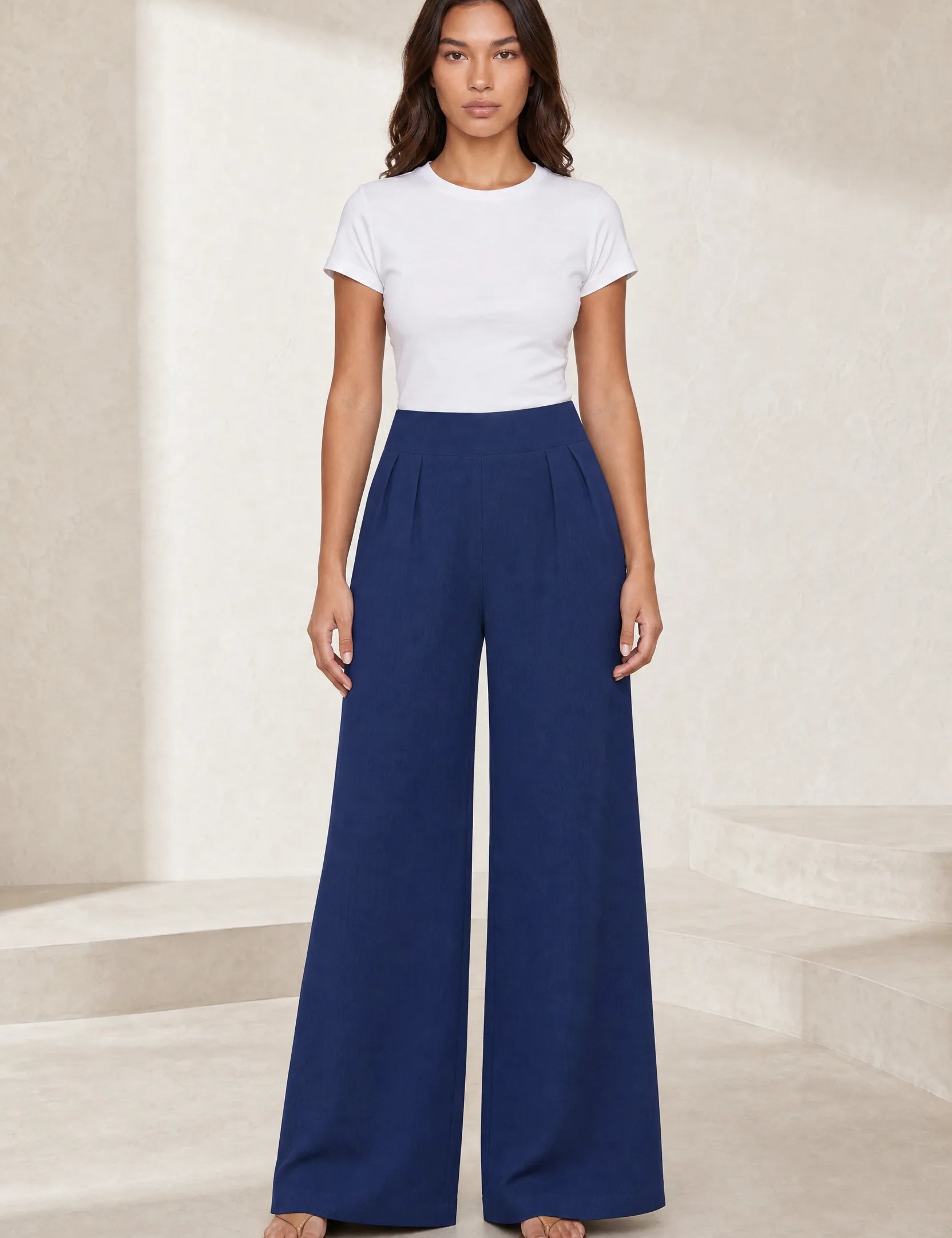 Pantalon large taille haute plissé | Lounelle Paris