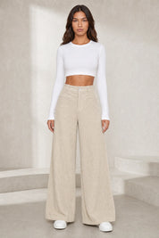 Pantalon large velours côtelé taille haute | Lounelle Paris