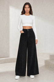 Pantalon large velours côtelé taille haute | Lounelle Paris