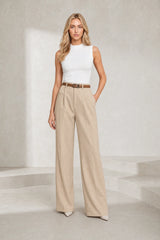 Pantalon tailleur blanc taille haute