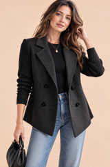 Sort dobbeltradet blazer med revers