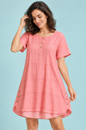 Blouse rose oversize boutonnée devant | Vue rapprochée | Lounelle Paris
