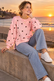 Sweat-shirt oversize rose à pois | Deuxième photo lifestyle | Lounelle Paris