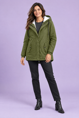 Oversized parka med hætte i armygrøn