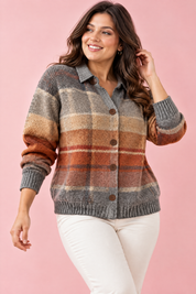 Gilet gris à carreaux avec col | Porté sur une autre silhouette | Lounelle Paris