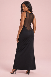 Robe bustier noire à empiècements en résille | Vue de dos | Lounelle Paris