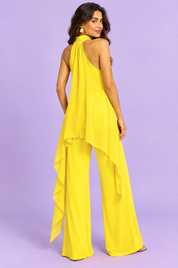 Ensemble pantalon fluide jaune sans manches | Vue de dos | Lounelle Paris