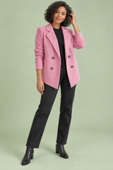 Pink dobbeltradet blazer med revers