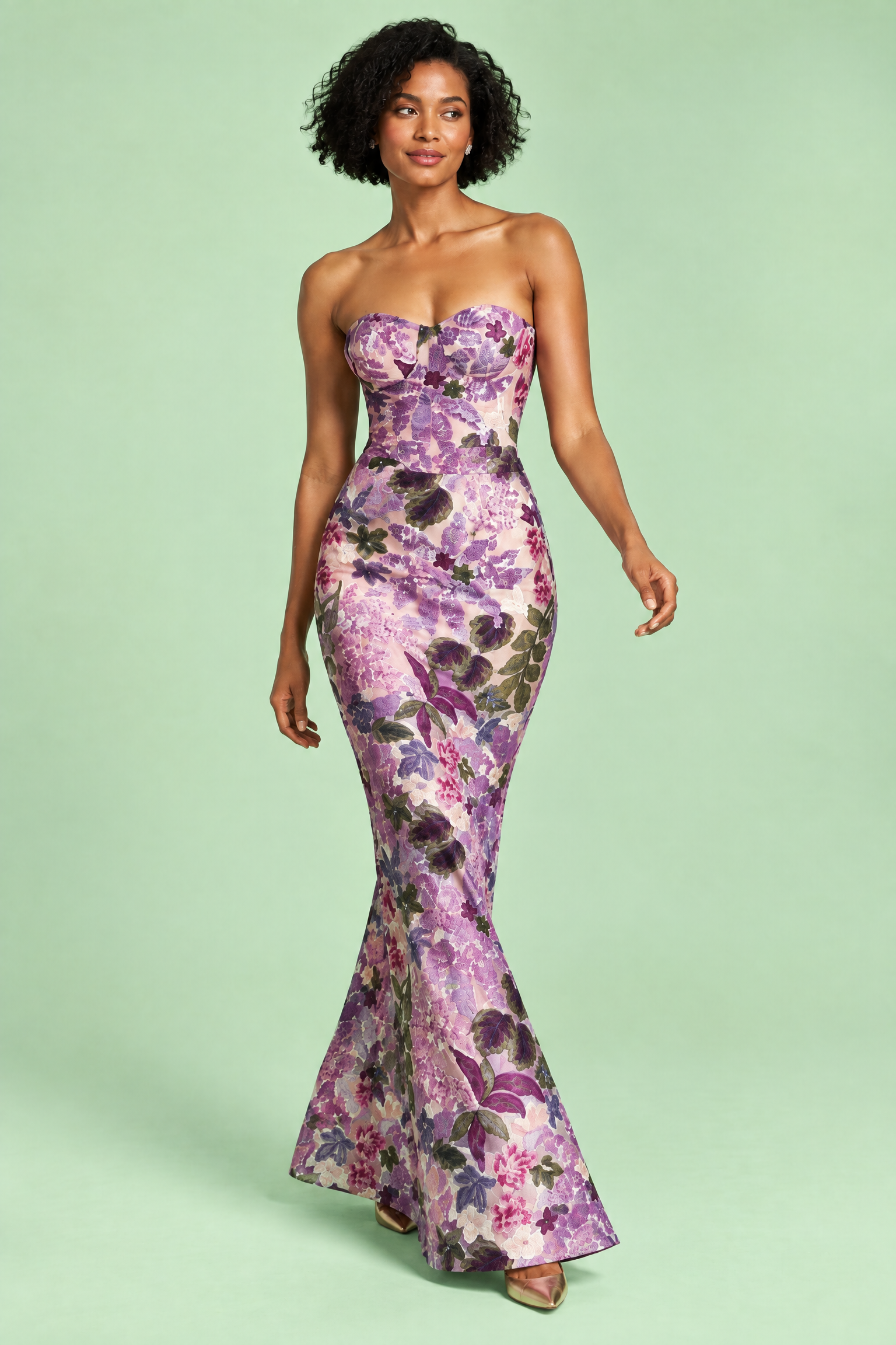 Robe moulante bustier violette | Vue en mouvement | Lounelle Paris