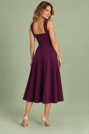 Robe midi violette à décolleté cœur | Vue de dos | Lounelle Paris