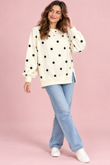 Oversized sweatshirt i offwhite med prikker