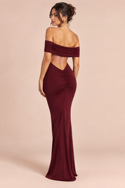 Robe longue bustier froncée bordeaux | Vue de dos | Lounelle Paris