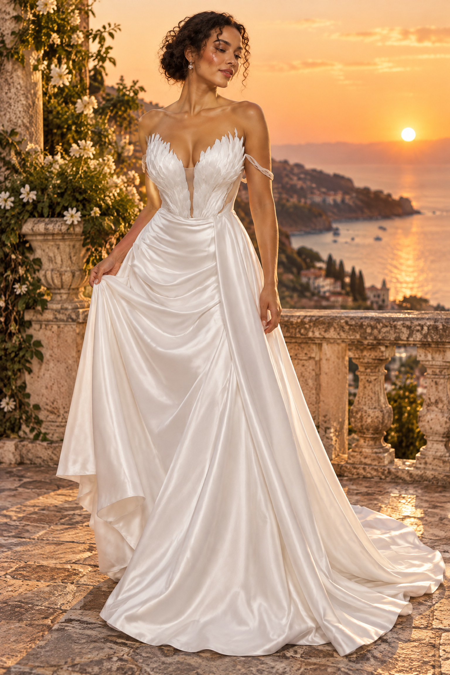 Robe longue bustier froncée blanche | Deuxième photo lifestyle | Lounelle Paris