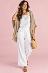 Afslappet cardigan i khaki med åben front