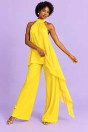 Ensemble pantalon fluide jaune sans manches | Vue en mouvement | Lounelle Paris