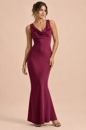 Robe longue asymétrique torsadée rose | Vue de face | Lounelle Paris